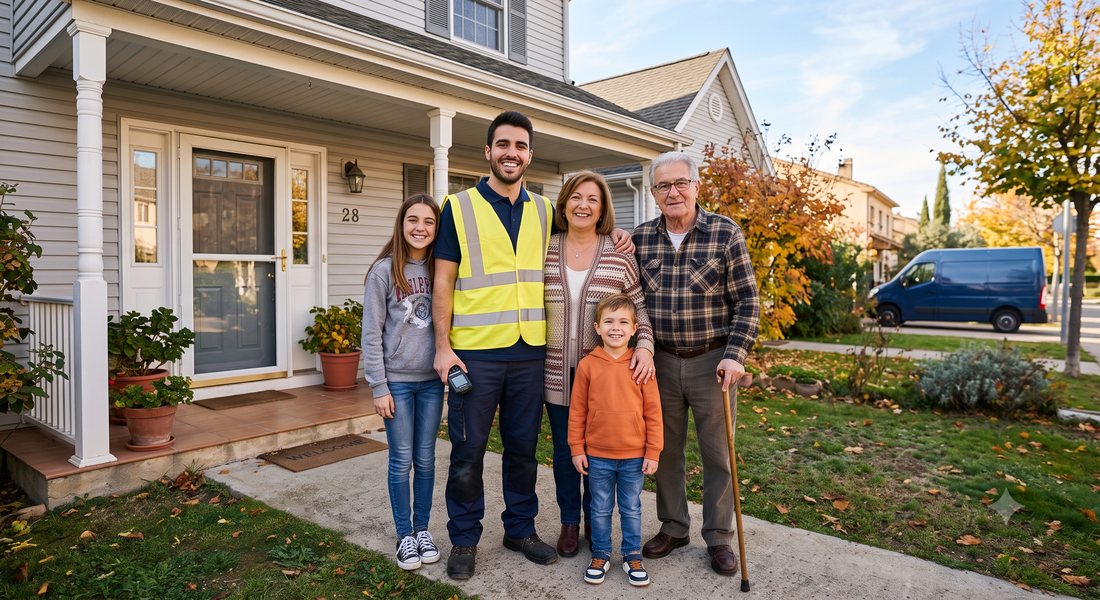 A Ceiba delivery driver with his family at home, health benefits that protect the whole family
